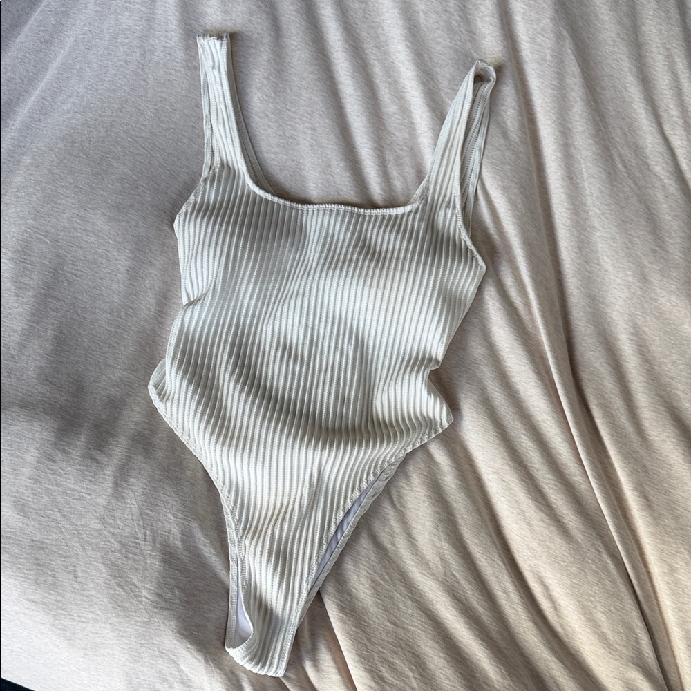 White High Cut One Piece Bathing Suit